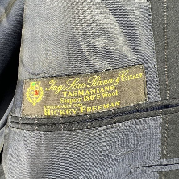Hickey Freeman Loro Piana Tasmanian Jacket Men 44R Super 150’s Blue Stripe READ - Picture 5 of 15